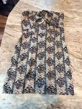 BCBGeneration Strapless Geometric Fit Flare Cocktail Dress Size 6